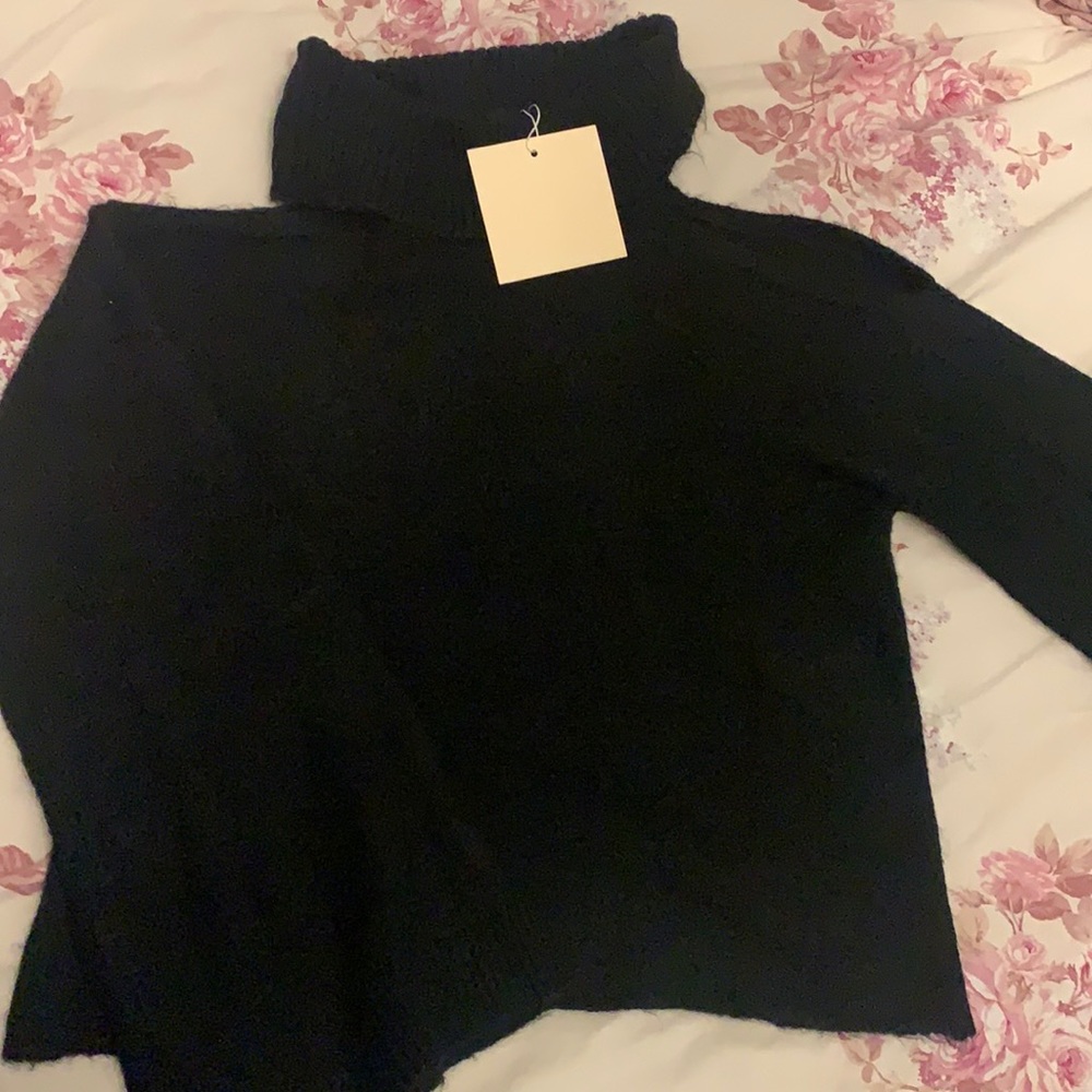 NWT black cold shoulder sweater